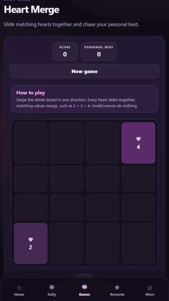 Heart Merge solo game in Woven Loves